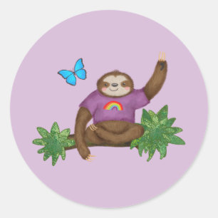 Sticker Rond Stanley Sloth collants ronds violets