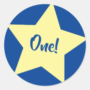 Sticker Rond Star Cute Kid's Birthday Party Space