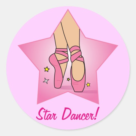 Sticker Rond Star Dancer avec chaussures de ballet (Devant)