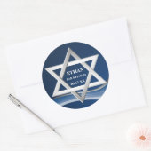 Sticker Rond Star de David Steel Wave Bar Mitzvah (Enveloppe)