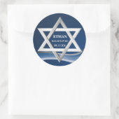 Sticker Rond Star de David Steel Wave Bar Mitzvah (Sac)