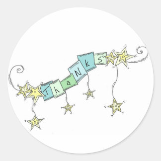 Sticker Rond Star Doodles, Merci