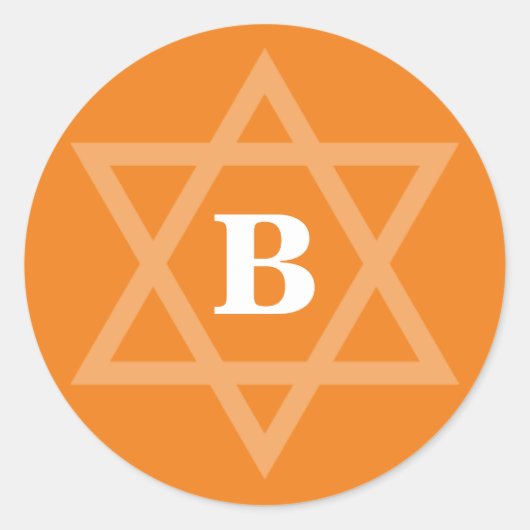 Sticker Rond STAR DU cool DAVID orange initiale en gras (Devant)