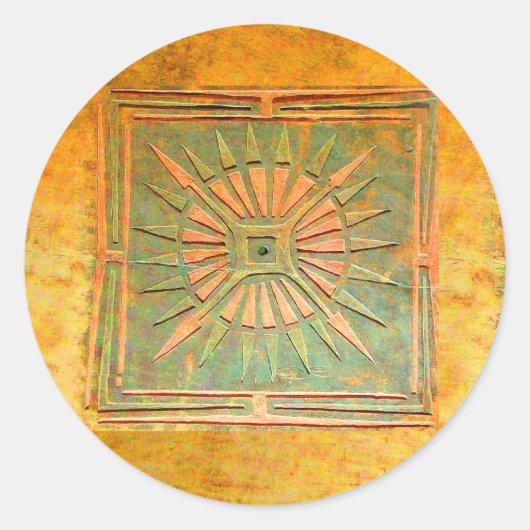 Sticker Rond STAR DU MATIN, vert, jaune brun (Devant)