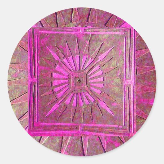 Sticker Rond STAR DU MATIN, violet rose (Devant)