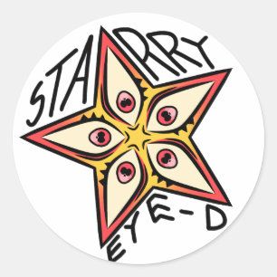 Sticker Rond Star Eye rose jaune rouge