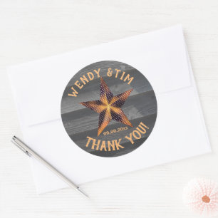Sticker Rond Star Lantern & Old Wood Rustique Américain