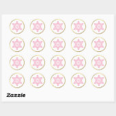 Sticker Rond STAR OF DAVID cercle or rose monogramme logo (Feuille)