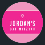 Sticker Rond STAR OF DAVID joli logo bat mitzvah rose<br><div class="desc">*** REMARQUE - L'EFFET DE FOILE D'OR BRILLANTE EST UNE IMAGE IMPRIMÉE Un petit autocollant d'AMOUR mignon qui peut être utilisé pour n'importe quelle occasion - mariage, baby shower, faire-part de naissance, graduation, anniversaire, articles artisanaux ou vêtements pour l'emballage de petite entreprise etc... CONSEIL 1. Pour changer la couleur principale,...</div>