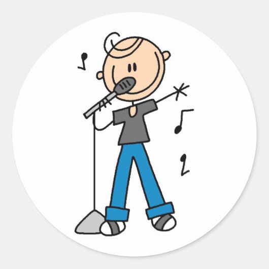 Sticker Rond Star Singer Sur L'Autocollant Microphone (Devant)