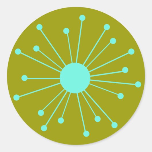 Sticker Rond Starburst rétro du milieu du siècle (Devant)