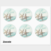 Sticker Rond Starfish and Ribbon Turquoise Love (Feuille)