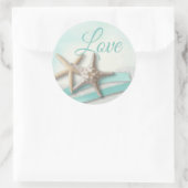 Sticker Rond Starfish and Ribbon Turquoise Love (Sac)