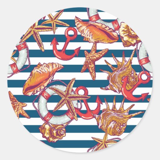 Sticker Rond Starfish and Stripes (Devant)