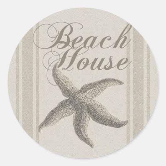 Sticker Rond Starfish Beach House Plage Côté Côte (Devant)