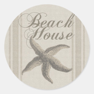 Sticker Rond Starfish Beach House Plage Côté Côte