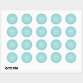 Sticker Rond Starfish Beach Mariage Retour Adresse Bleu (Feuille)