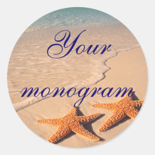 Sticker Rond Starfish Beach Mariage Thème Enveloppe Phoques Éti