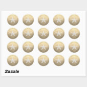 Sticker Rond Starfish Beach Wedding Adresse de retour Gold (Feuille)