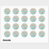 Sticker Rond Starfish & Burlap Aqua (Feuille)