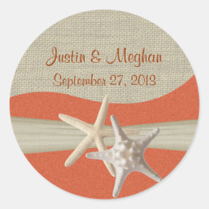 Sticker Rond Starfish & Burlap Coral Beach
