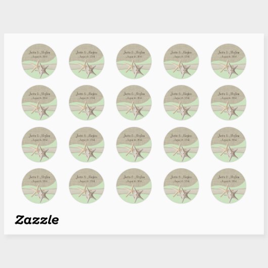 Sticker Rond Starfish & Burlap Green (Feuille)