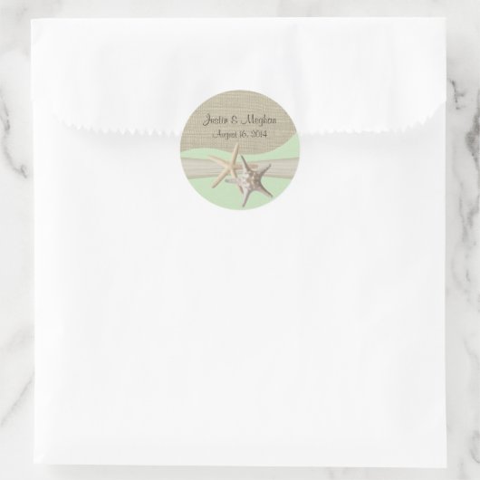 Sticker Rond Starfish & Burlap Green (Sac)