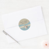 Sticker Rond Starfish & Burlap Ocean Sky Blue (Enveloppe)