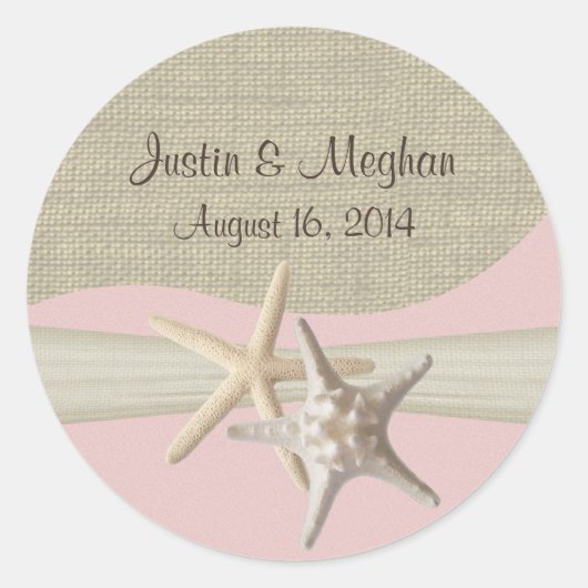 Sticker Rond Starfish & Burlap rose (Devant)
