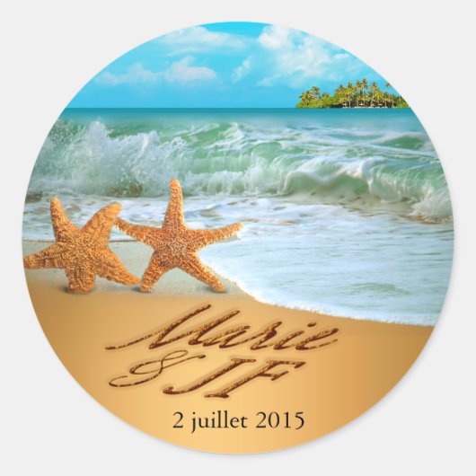 Sticker Rond Starfish Couple DEMANDEZ QUE VOS NOMS SOIENT MIS D (Devant)