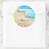Sticker Rond Starfish Destination Plage Mariage Faveurs Étiquet (Sac)