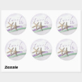 Sticker Rond Starfish Lavender and Mint Ribbon Sweet 16 (Feuille)