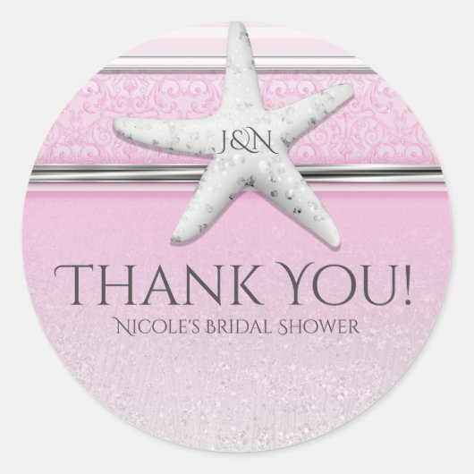 Sticker Rond Starfish Lavender Rose Elegant Plage Favoriser (Devant)