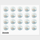Sticker Rond Starfish Love Sky Blue Ribbon et Lace Classic Cla (Feuille)