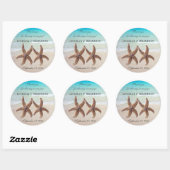 Sticker Rond Starfish Mariage Océan Merci Favoriser les Étiquet (Feuille)