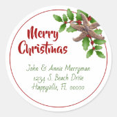 Sticker Rond Starfish n Holly Green Beach Cadeaux de Noël (Devant)