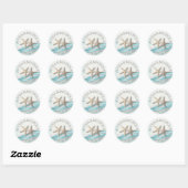 Sticker Rond Starfish Ribbon et Lace Ocean Blue Mariage (Feuille)