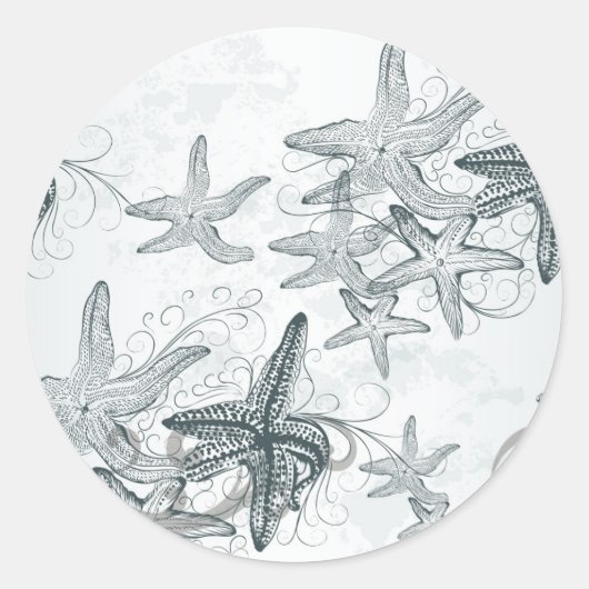 Sticker Rond Starfish Sur Le Motif De Mer (Devant)