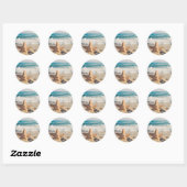 Sticker Rond Starfish sur une plage de sable Photo (Feuille)