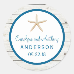 Sticker Rond Starfish Whitewashed Wood Beach Wedding Collection