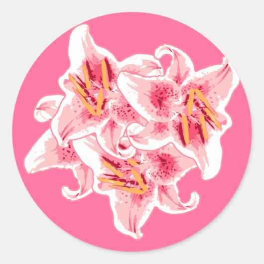 Sticker Rond Stargazer Lilies (Devant)