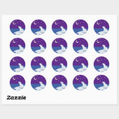 Sticker Rond Stargazing Polar Bear Cub Art (Feuille)