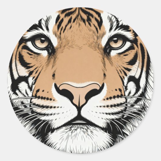 Sticker Rond Staring Tiger Face, Tiger (Devant)