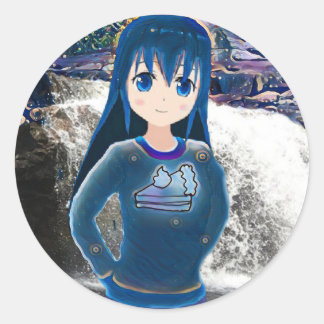 Sticker Rond Starry Anime Girl