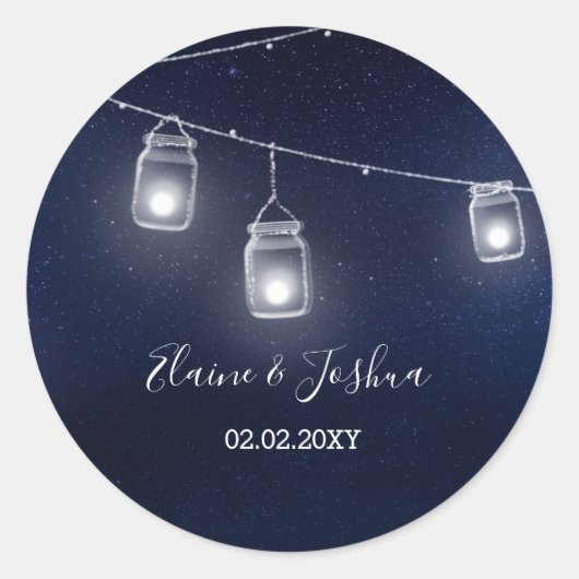 Sticker Rond starry ciel mason jarres mariage (Devant)