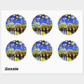 Sticker Rond Starry Night Cologne Allemagne Cathédrale (Feuille)