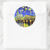 Sticker Rond Starry Night Cologne Allemagne Cathédrale (Sac)