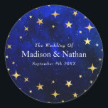 Sticker Rond Starry Night Galaxy Mariage<br><div class="desc">Express un amour qui est aussi interminable que l'univers avec le design mariage de nuit Starry. Ce design présente une galaxie bleue profonde avec des étoiles scintillantes en fausse feuille d'or. Vous pouvez customiser plus loin en cliquant sur le bouton "PERSONNALISER". Pour toute question complémentaire, veuillez nous contacter à l'adresse...</div>