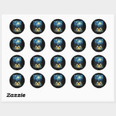 Sticker Rond Starry Night Ghost Book Lecture Camping Halloween (Feuille)