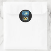 Sticker Rond Starry Night Ghost Book Lecture Camping Halloween (Sac)